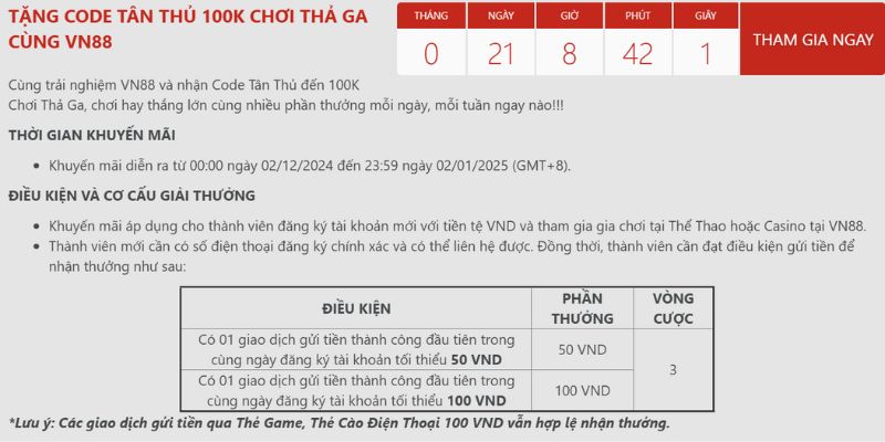 Điều kiện hưởng ưu đãi tặng code tân thủ 100k